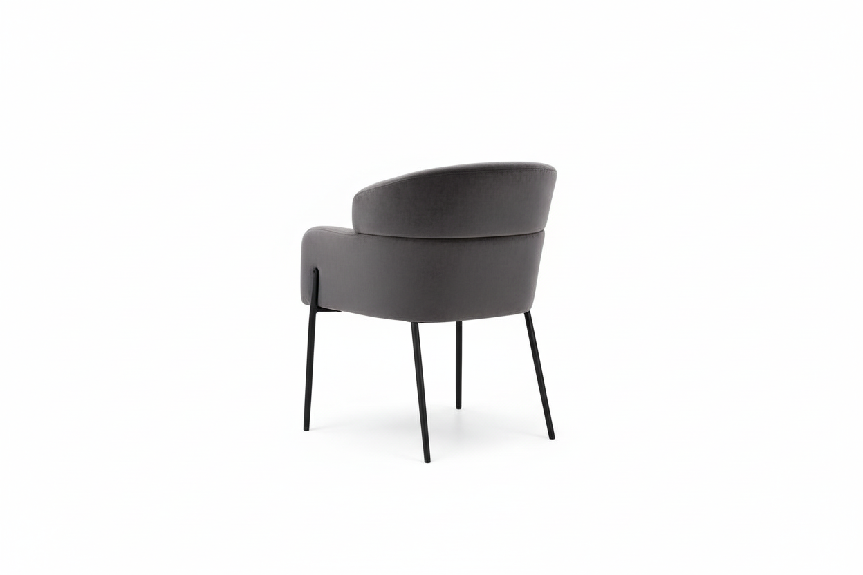 Charcoal gray accent chair back angle